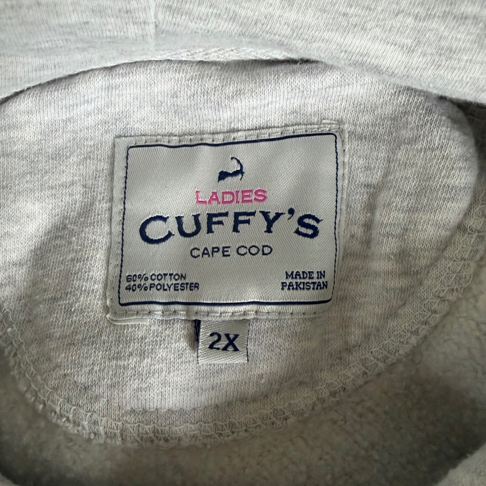 Cuffy's Gray Hoodie Cape Cod Sweatshirt Blue Print Size 2X - Picture 6 of 10